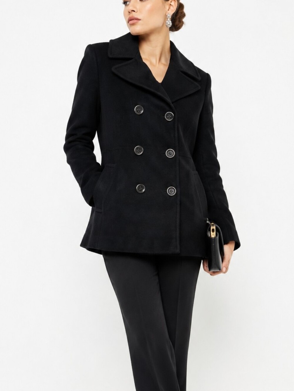 CALVIN KLEIN Wool Pea Coat.